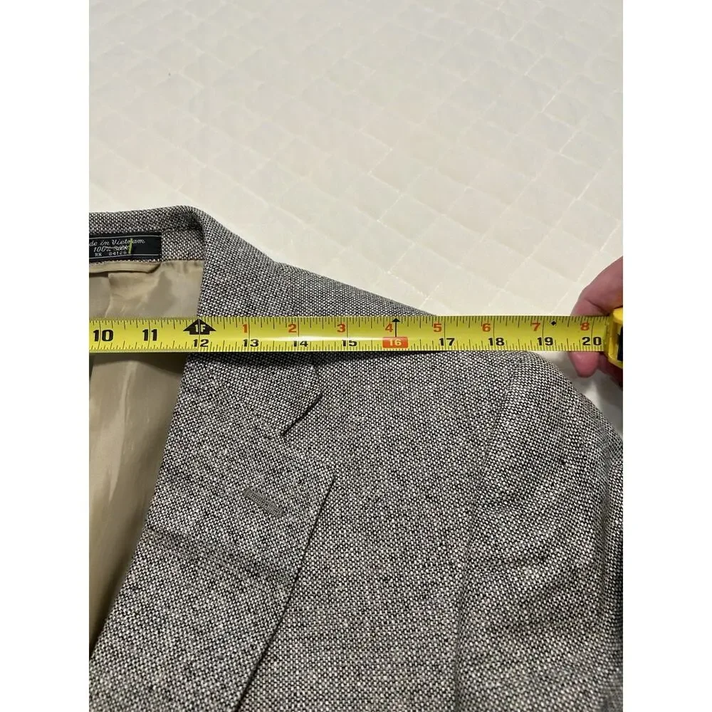 Meeting Street Mens 42L 100% Silk‎ Blazer Gray Tan Tweed Sports Coat Work Jacket